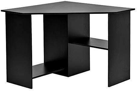 Panana Corner Office Desk Computer Workstation PC Laptop Table with Shelves for Home Office Black