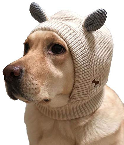 Karriter Strickmütze für Hunde, Wintermütze, mit schönen Ohren, geeignet für Normale und große Hunde (ca. 30 bis 50 kg)