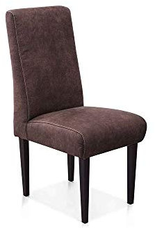 CAVADORE Esszimmerstuhl Malm / Polsterstuhl für Küche oder Esszimmer in Lederoptik / Mit Kontrastnaht / Passend zur Küchengarnitur Malm / 48 x 103 x 62 / Mikrofaser: braun