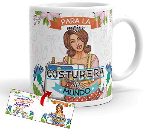 Kembilove Taza de Café la Mejor Costurera del Mundo – Taza de Desayuno para la Oficina – Taza de Té de profesione – Regalo Original – Detalles compañeros de Trabajo