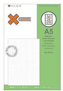 X17 A5 Notizen/Notizheft | kariert 5mm 2er Pack, für das revolutionäre X17-Notizbuch mit auswechselbaren Heften