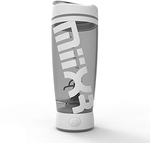 Promixx Original Shaker-Flasche (MiiXR Auflage) - Batteriebetrieben für Glatte Protein-Shakes - BPA-frei, 600 ml Becher (Weiß/Grau)