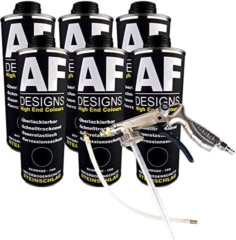 Alex Flittner Designs Protección de Piedras/bajo Protección del Suelo Negro 6x1kg Pintado + bajo Pistola de Hueco Rostschutzpistole Pistola Jeringa
