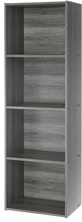 Iris Ohyama, Schrank, 4 Büroregale, Bücherregal, stabil, große Kapazität, multifunktional, massiv, Schlafzimmer, Wohnzimmer – Office Basic Rack - CX-4FN – Graue Eiche