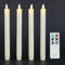Fanna LED Taper Candles with Moving Flame, Real Wax Finished Flickering Battery Operated Candles, Remote Control & Batteries Included - Set of 4