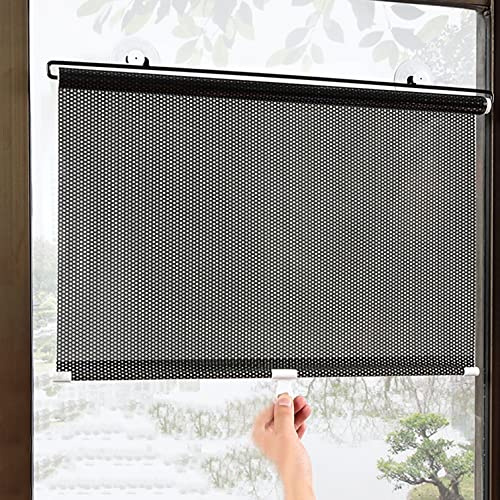 Suction Cup Roller Blinds,Blackout Curtain,Punch-free Retractable Balcony Sun Shade,Sunscreen Insulation Shading Curtain Window Shade Blind Kitchen Office Car Privacy Screen (W50xL125cm/20x49in)