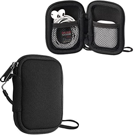 kwmobile In-Ear Kopfhörer Tasche kompatibel mit in-Ear Headphones - Hülle Neopren Cover Case - 6 x 9 cm Innenmaße - Etui in Schwarz
