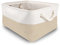 Mangata Canvas Storage Box, Foldable Fabric Storage Baskets with Handles for Cupboards, Wardrobe, Shelves, Clothes, Toys, Towel, Bathroom(38x28x24 cm, Khaki White)