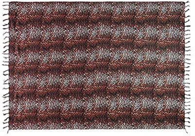 Pareo Sarong Tuch Damen - Wickelrock Strand - Strandtuch Blickdicht als Wickeltuch oder - Handtuchkleid und Wickelkleid Damen - Handarbeit aus Fair Trade Herstellung Batik Braun Leo