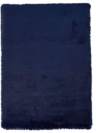 LUX Rugs Navy Blue Extra Super Soft Shaggy Luxury Floor Rug 120cm x 170cm | 8cm Extra Long Pile | 100% Polyester Table Tufted Yarn