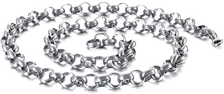 Epinki Collane 70 CM, Catena di Cavi 10MM Argento Collana in Acciaio Inossidabile per Uomo