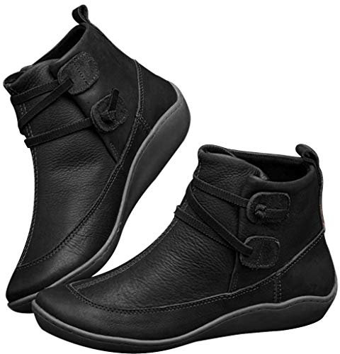Kobilee Stivaletti Neri Donna Pelle Chunky Morbidi Ankle Chelsea Boots Eleganti Cowboy Comode Scamosciati Stivaletti Anfibi Autunnali Invernali Stringati Bassi con Tacco Stivali Calzino