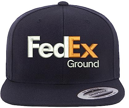 ALLNTRENDS Flat Bill FedEx Ground Hat bestickte Snapback verstellbare Kappe, Weiß / Orange, Einheitsgr��e