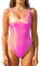 SHEKINI Donna Abito da Bagno in Una Parte Addominale Profondo U Retro Lucido Moda da Bagno Bodysuit Sottile Monokini Costume da Bagno, Colore: Rosa., XL