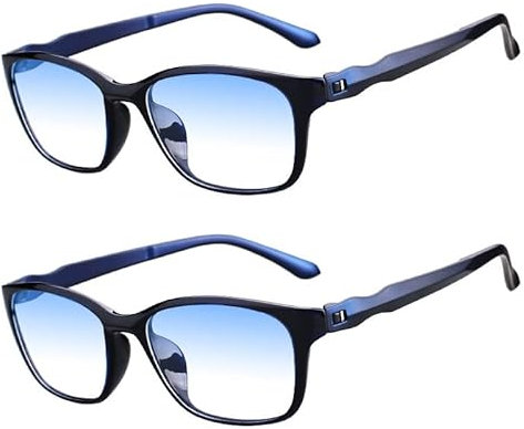 Eyglajdd Blaulichtfilter Lesebrille für Herren Damen Matt Finish,TR90 leicht Lesehilfe Brille mit Federscharnieren 2er-Pack Blau +1,0