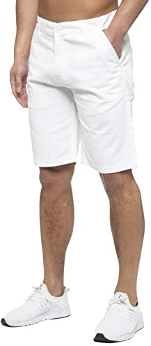 989Zé ENZO Mens Chino Shorts Cotton Regular Fit Summer Casual Smart Half Pants EZS429 White 32