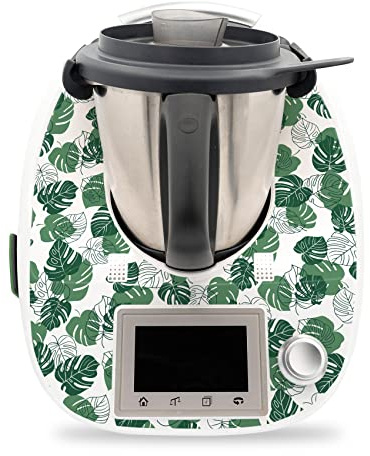 Deko Schutz Aufkleber kompatibel mit Küchenmaschine Thermomix TM5 Design Sticker Klebefolie Zubehör Küchengerät wasserfest selbstklebend RX041 (19 Monstera)