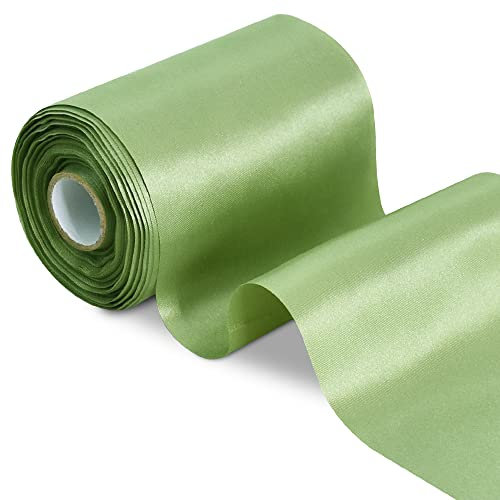TONIFUL Solides Satinband, 10,2 cm breit, Salbeigrün, 22 m, Stoff, großes Band zum Schneiden, Zeremonie, große Öffnung, Stuhlschärpen, Tischhaare, Autoschleifen, Blumenhandwerk, Nähen, Hochzeit,