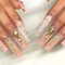 Brishow Long Rhinestone Press on Nails - Nude Artificial Reusable Stick on False Nails - 24pcs for Women and Girls