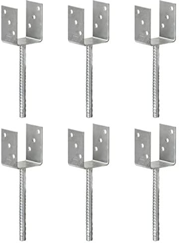 vidaXL 6X Pfostenträger U-Pfostenträger Riffeldolle Pfostenschuh Pfostenanker Anker Dolle Feuerverzinkt Silbern 8x6x30cm Verzinkter Stahl