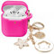 OLEBAND Case Fit for Airpod Case 1st/2nd Generation with Cute Bling Keychain,iPods Silione Cover Compatible for Apple Air pod/iPod 2 and 1 Gen Case,LED Visible,for Women and Girls,Rose Red