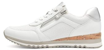 MARCO TOZZI Damen Sneaker flach mit Reißverschluss Vegan, Weiß (White Comb), 42 EU