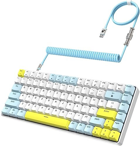 YINDIAO K84 75% Mechanical Gaming Keyboard,84 Keys TKL Layout Compact Keyboard,Hot Swappable,18 LED Backlit,Anti-ghosting,With Pro Coiled USB-C Cable,Ergonomic,Portable,for PC,Mac (Lemon,Red Switch)