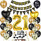 Gold 21. Geburtstag Dekoration für Mann und Frau - Schwarz-Gold Ballon Deko Set mit Luftballons für 21. Jahr Party