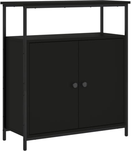 vidaXL Sideboard, Kommode mit viel Stauraum, Highboard Wohnzimmerschrank mit verstellbaren Beinen, Schrank Anrichte Beistellschrank, Schwarz Holzwerkstoff