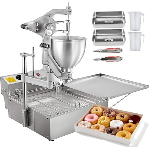 HLGKBY Comercial 3000W Manual Mini Donut Maker Donut Freidora 9L Capacidad Tolva Donut Freidora Comercial 3 Moldes para Donuts Máquina para Donuts Espesor Ajustable Fabricante de Donuts Comercial