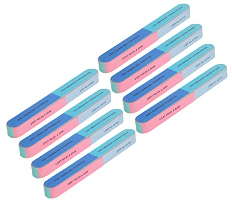 Blocco Tampone per Unghie a 6 Lati, 7 Fasi, 8 Pezzi | Spugna Riutilizzabile, per Unghie Naturali e Finte, Uso Professionale, Manicure da Viaggio