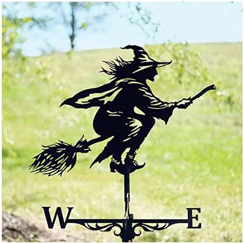 ANCNA-U Windfahne Windfahne Hexe, Dachwetterfahne, schwarze Hexe, Gartendekoration für draußen, Windfahne für Hof, für Haus, Garten, Terrasse, Dach, Außendekoration