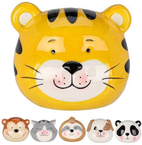 Murago - Mini Tiger Spardose ca. 9x8x7cm - Dekoration für Kinderzimmer kleine Skulptur Dekofigur Keramik Tierfigur