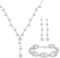 Emibele Damen-Schmuck-Set, Funkelndes Zirkonia-Schmuckset Strass-Kristall-Anhänger-Halskette Ohrringe Gliederarmband, Statement-Schmuck Geschenke für Frauen Hochzeit Jahrestag Geburtstag Party, Silber