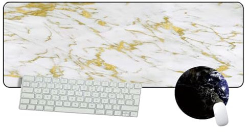 FAIRYGATE Mauspad Gaming Schreibtisch Matte Gaming Mauspad XXL Mousepad 600 x 300 MM Groß Schreibtischunterlage mit Rutschfester Gummibasis Desk Mat für Tastatur PC Laptop Weißer Marmor B5710-M