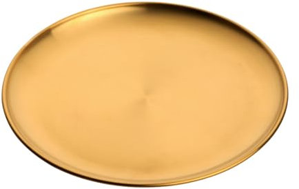 Buyer Star Edelstahl Teller, 30cm Edelstahl Platten, Metall-Speiseteller für Steaksalat, Dessertteller, Edelstahlteller Rundes Servierteller für Camping, Picknick, Küche, Grillen, Party, 1 Stück Gold