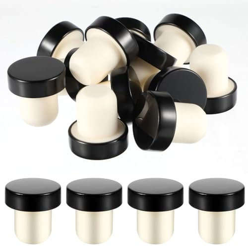 12 Pack Wine Bottle Stoppers Silicone T-Shaped Wine Corks, Reusable Sealing Plug Wine Bottle Topper for Wine Bottles Beer Craft Homemade Wine(Black)