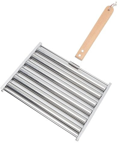 Hot Dog Roller Grill, Wurstroller Grill Abnehmbarer Würstchen Roller Grill mit extra langem Holzgriff für 5 Hot Dogs Miniwürsten Bratwürsten Taquitos (S)