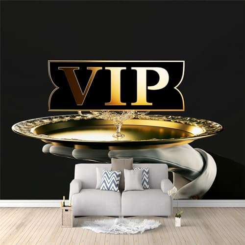 Fototapete VIP und Gold Vlies Fototapete -Wanddeko, Wandbild, Wandtapete - UV-Beständig Wanddekoration - 350 x 256 cm Hohe Auflösung Tapete Wohnzimmer Schlafzimmer