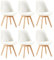 EGGREE Set de 6 Silla de Comedor Diseño Contemporáneo,Silla de Comedor de Vellón Bereber,Sillas de Cocina Nórdicas Certificadas por SGS con Asientos Acolchados y Pies de Haya de Madera Maciza,Blanco