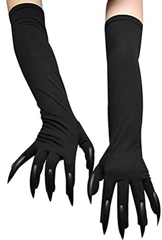 1 Paar Halloween-Kostümhandschuhe, Neuheit, Lange Nägel, Fingernägel, , Katzenkrallenhandschuhe, Cosplay-Requisiten für Halloween-Party, Kostümzubehör (Schwarz)