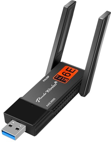 Panda Wireless PAU0F AXE3000 Tri Band (2,4/5/6 GHz) WiFi 6E USB 3.0 Adapter - Windows 10/11, Zorin, MX Linux, EndeavourOS, Mint, Ubuntu, Manjaro, openSUSE, Fedora, Kali und Raspbian