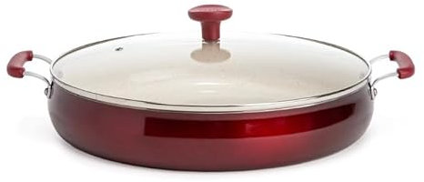 Sauteuse en Aluminium antiadhésive de 13 po avec Couvercle en Verre Rouge