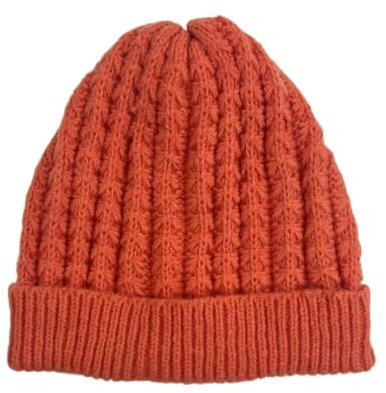 Humble Hilo Strickmützen für Damen, Wintermütze, Bommelmütze, Herren oder Damen, Zopfstrickmütze, Rot, Orange, Einheitsgröße