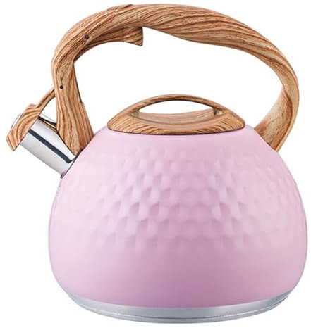 zishuo shop Kettles, Large Tea Kettle Hammer Pattern Kettle with Pattern Anti-Hot Handle, Adopt A-Button Openiand Closifor Tea, Coffee, Milk/Pink/3L