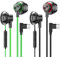 MUNSKT 2 Pack USB C Headphones with Microphone Volume Control Wired Headphones for Samsung Galaxy S24, iPhone 16 15 button to adjust the headphone volume (Green & Red)