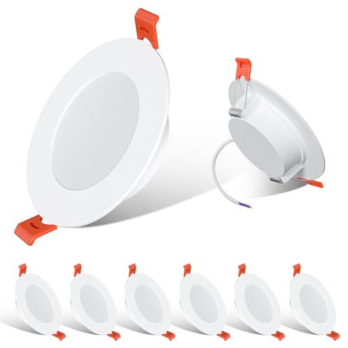 ChangM LED Einbaustrahler Ultra flach 8W 68-80mm Deckenspots 230V IP44 Warmweiß 2700K, Deckenspots für Wohnzimmer, Küche, Bad, Toilet, 6er Set