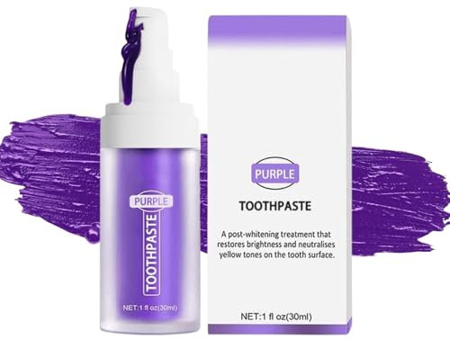 Purple Teeth Whitening Toothpaste, Lila Zahncreme Aufhellung für Weiße Zähne, Lila Zahnpasta Whitening, Zahnaufhellung Zahnpasta Gelbe Zähne, Zahnaufhellung Booster,Zahnpasta mit Heidelbeergeschmack