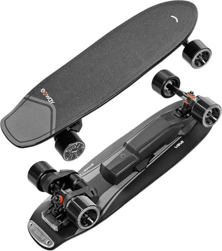 EXWAY Wave Elektro-Langboard mit Fernbedienung, Höchstgeschw. 37 km/h, schnell austauschbare Batterie, max. 200 kg Belastung, IP55 wasserabweisend, geeignet für Erwachsene und Jugendliche(99wh)