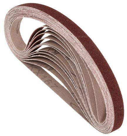 Kozelo 10 Pcs Bandes Abrasives 13mm x 457mm 120 Grain Alumine Oxyde Abrasif Papier De Verre Pour Ponceuse À Bande Meulage Métal Travail Du Bois Enlèvement Rouille
